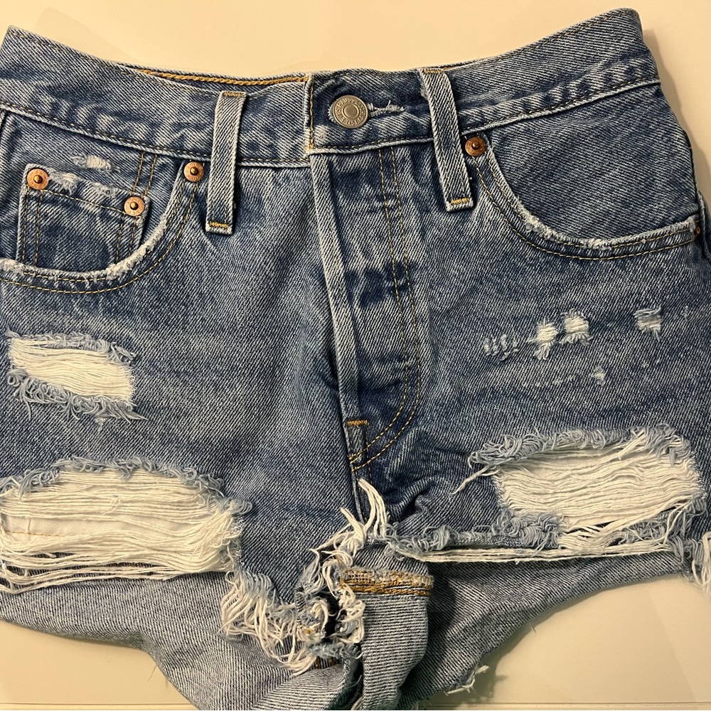 Distressed Denim Shorts
